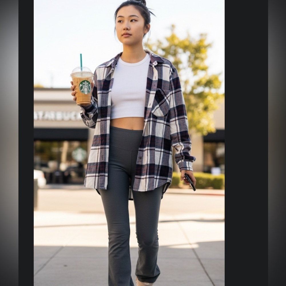 Garage Cozy Plaid Flannel Button-Up Shirt
